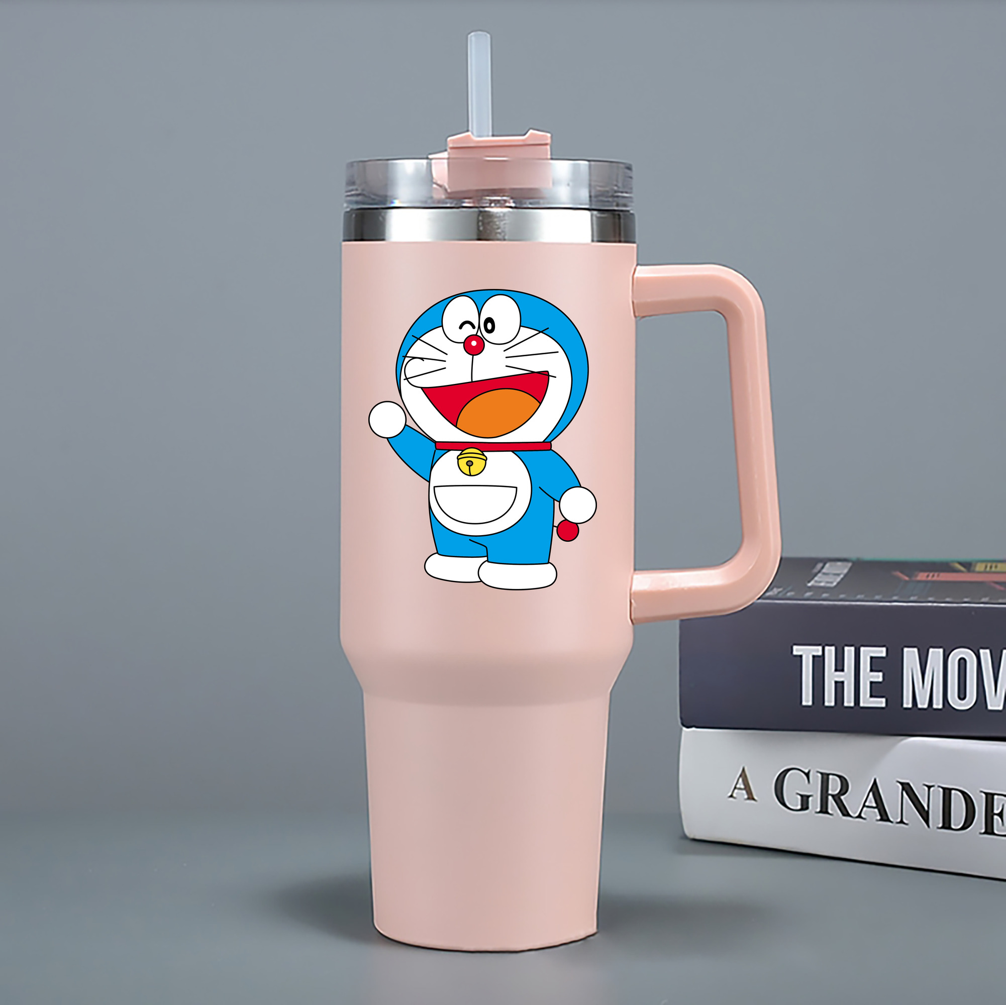 （画像用） ドラえもん Doraemon 1200mL車用タンブラー - クリスタルステッカー（プラスチックストロー付き）